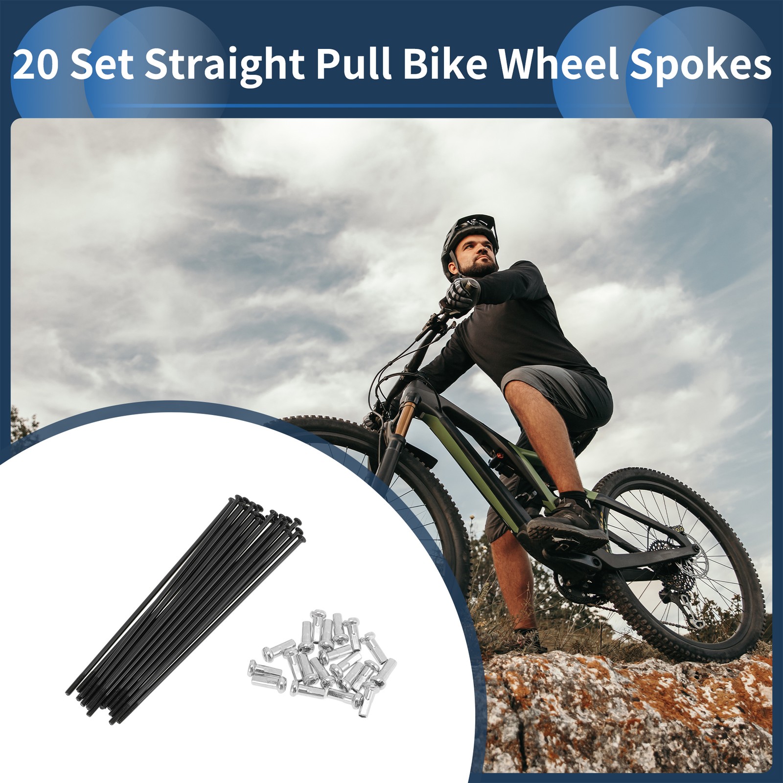 20 Set 14G Straight Pull Bicycle Spokes 97mm Carbon Steel Black