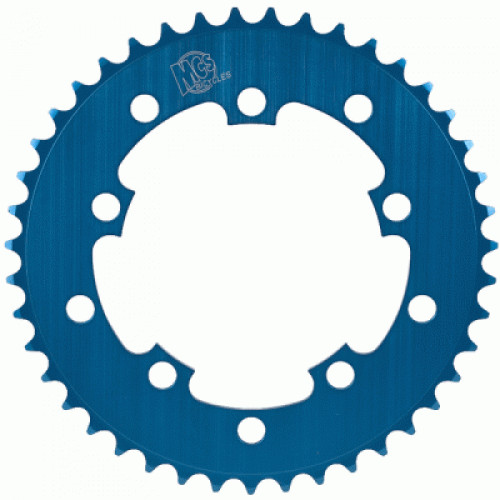MCS BMX Chainring, OLDSCHOOL GT BMX SE 5 BOLT BLUE ALLOY USA MADE 44T NEW