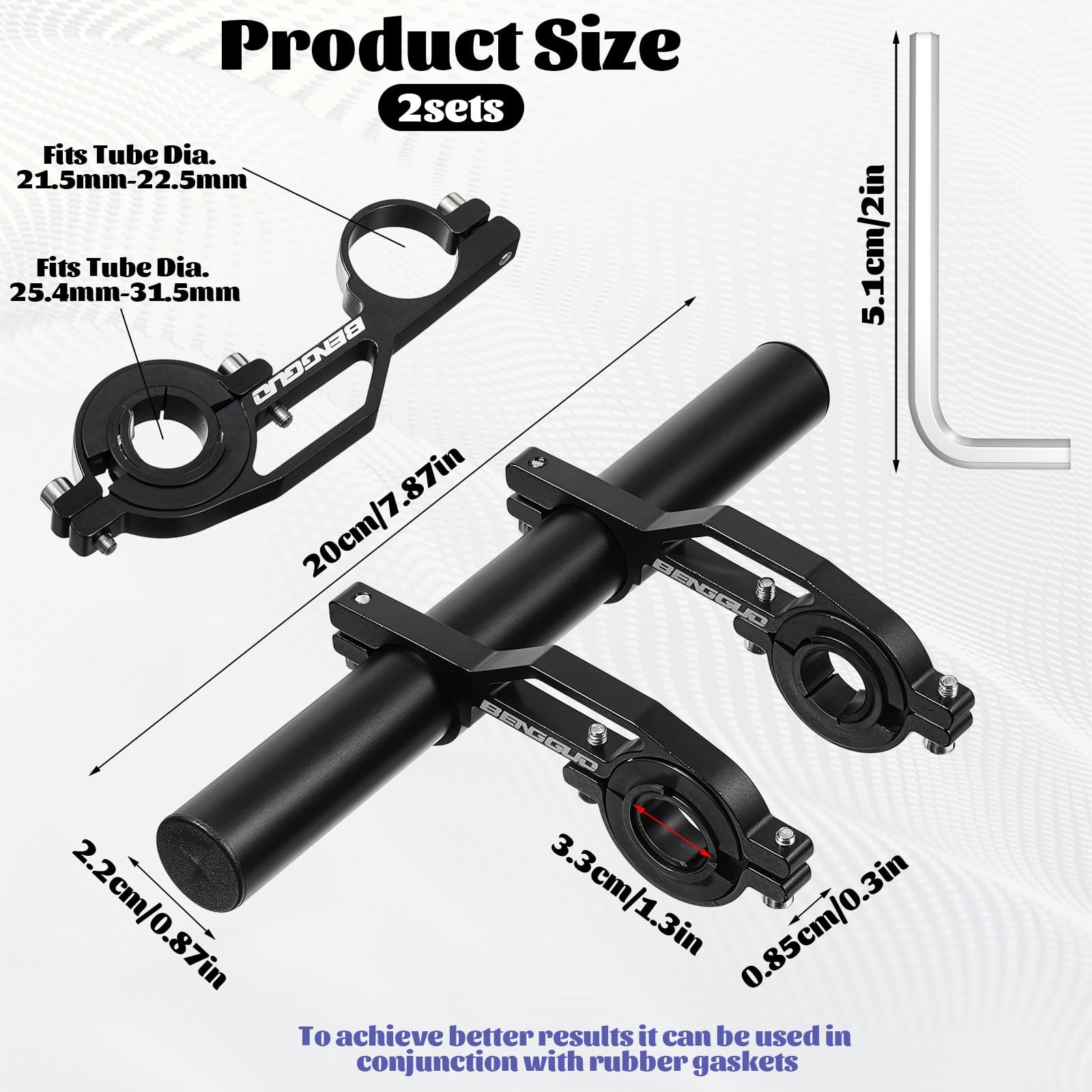 Bike Handlebar Extender, Double Bracket Multifunctional Black