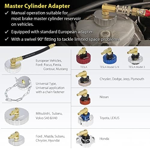 FIRSTINFO A1163HK3 Hydraulic Brake and Clutch Pressure Bleeder + 11pcs Adapters