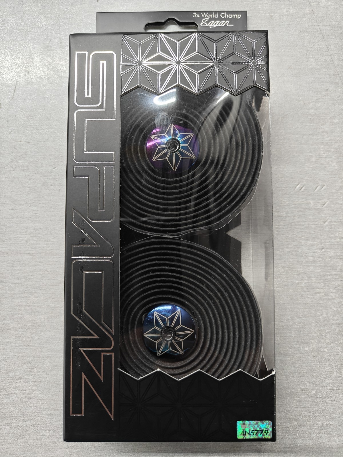 Supacaz Super Sticky Kush Bar Tape – Star Fade -Oil Slick w Oil Slick Ano Plugs