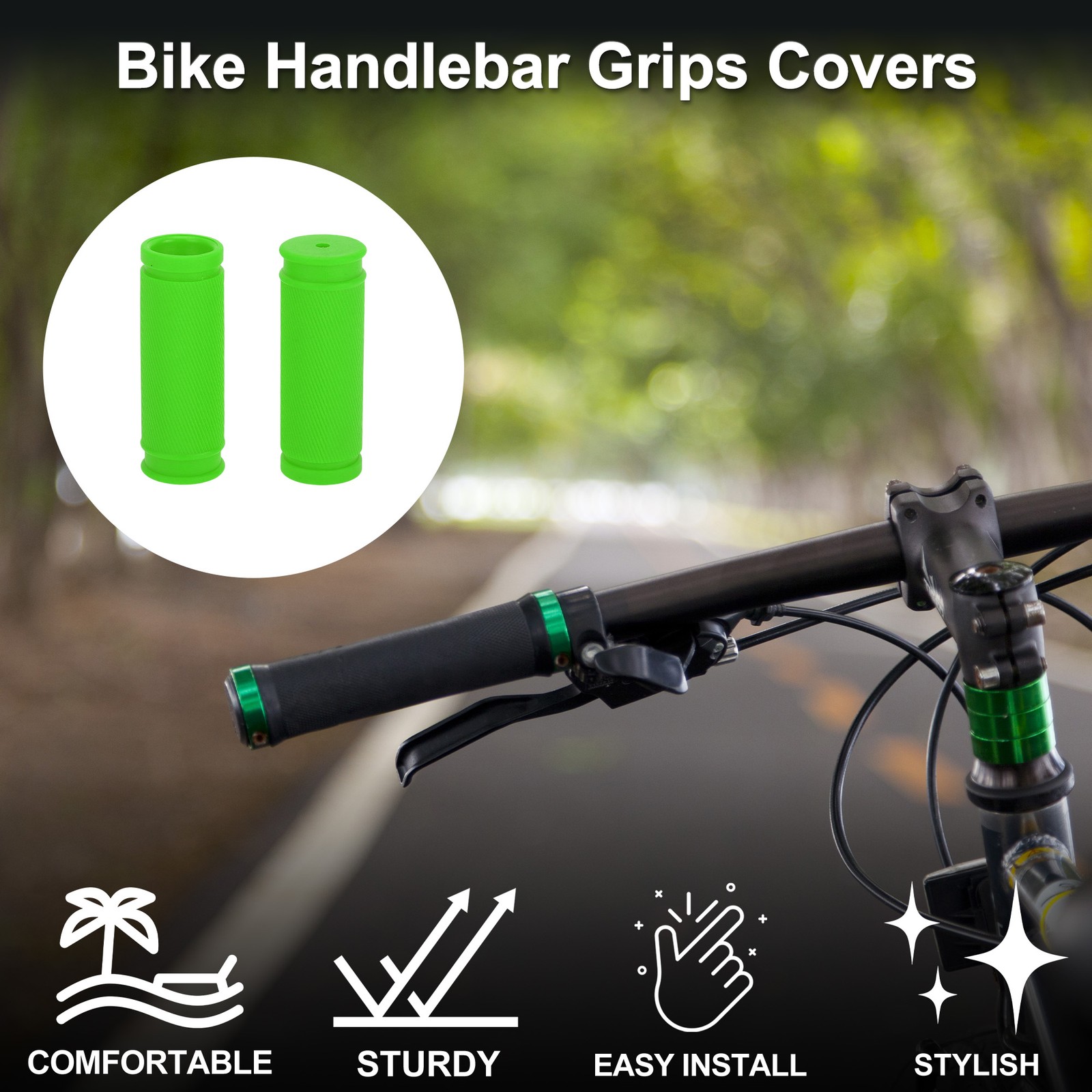 Bike Handlebar Grip Cover 85mm Lightweight Cycling End Grip Protector Green Pair