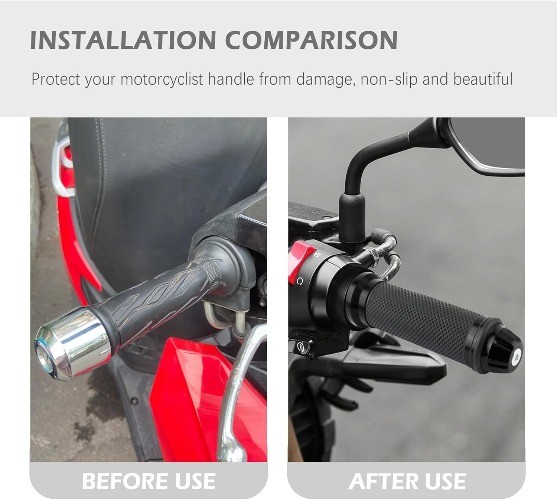2PCS Motorcycle Handlebar Grips, 7/8″ & 1″ Motorcycle Grips Tunin Color: Black