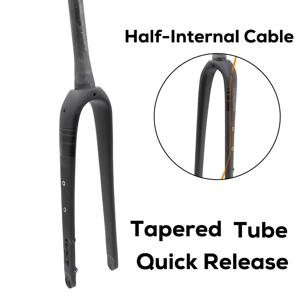 700C Carbon Gravel Bike Front Fork Straight Tapered Tube Max 55C Disc Rim Brake