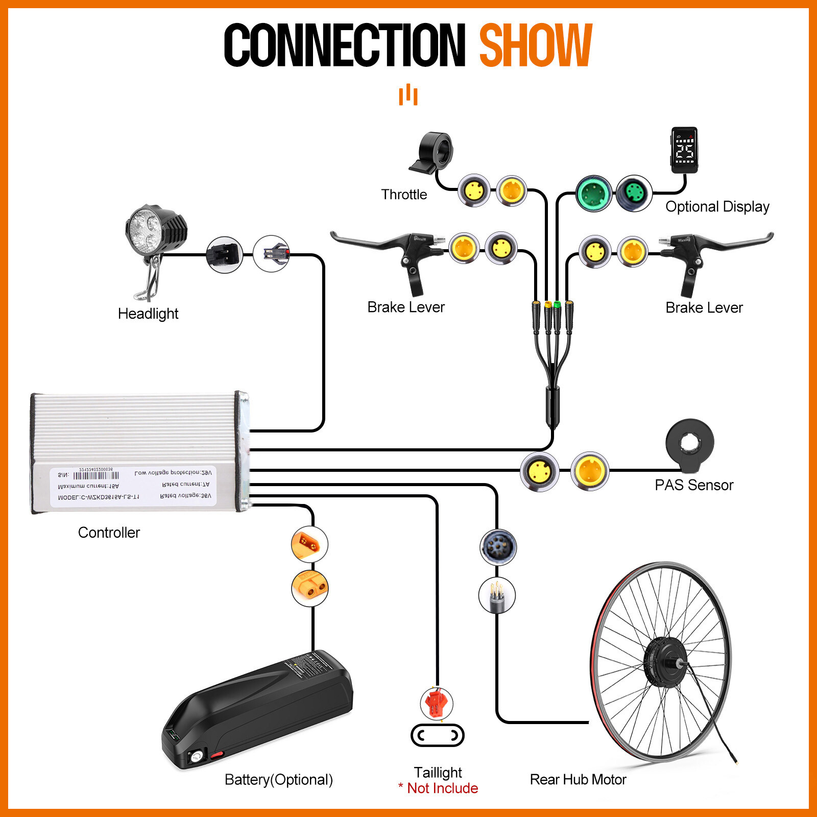 Bafang 26″ 27.5″ 700C 48V 500W Electric Bicycle Rear Hub Wheel Motor V-Brake