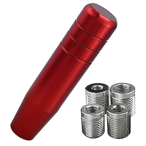 Long Shift Knob, 5.12″ Lightweight Car Gear Shifter 5.12“-(4 Adapters)-Red