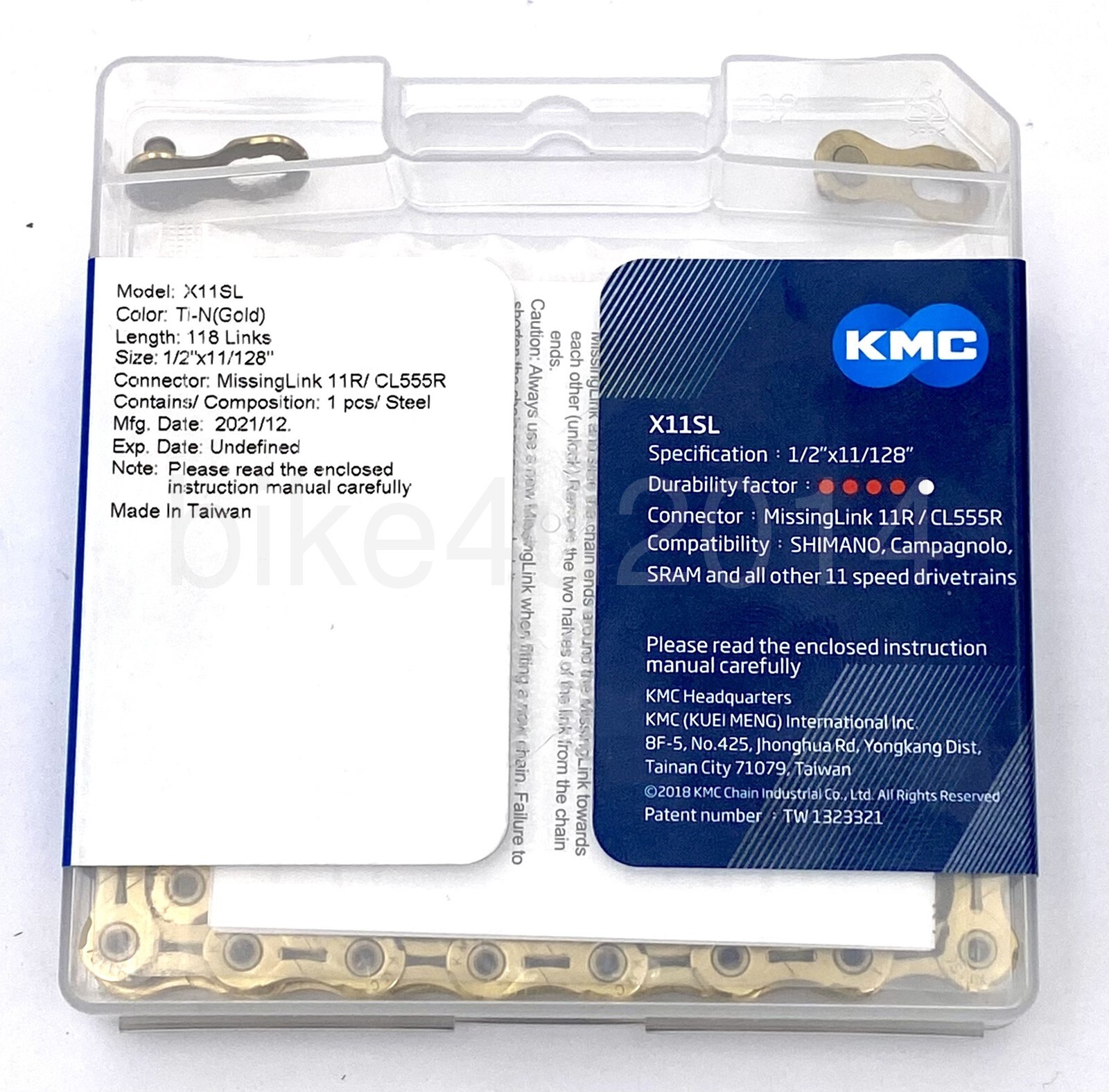KMC X11SL Ti-N Gold Bicycle Bike Chain 11 Speed Shimano/SRAM 118 Links