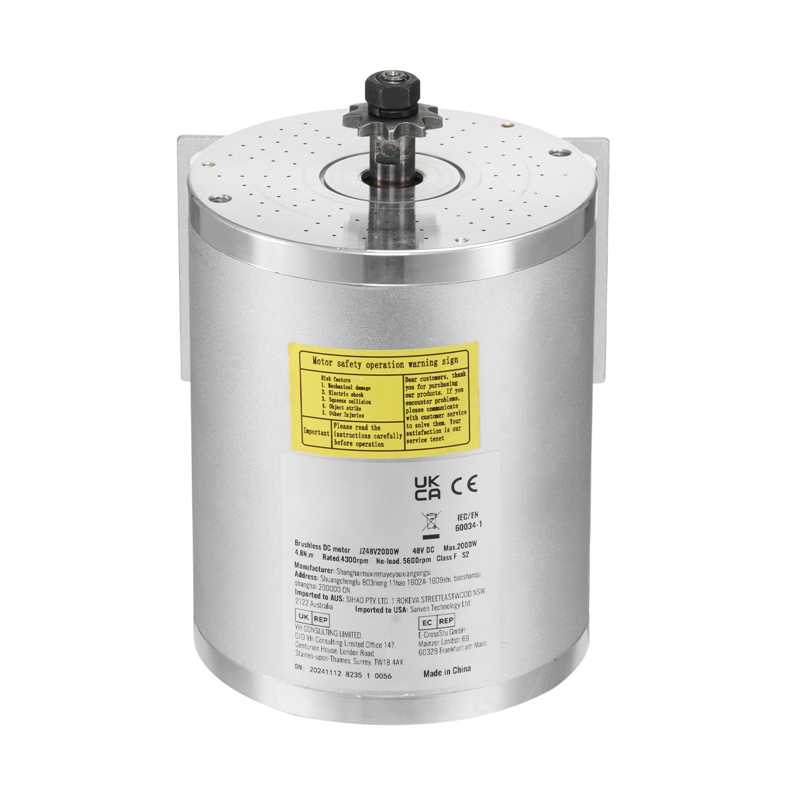 2000W Electric Brushless DC Motor Kit 48V 4300rpm Motor with Speed Controller