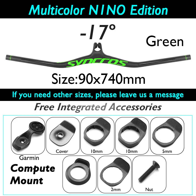 90*740mm Carbon Fiber Mountain Bike Integrated Handlebar -8/-17/ -25 Degree