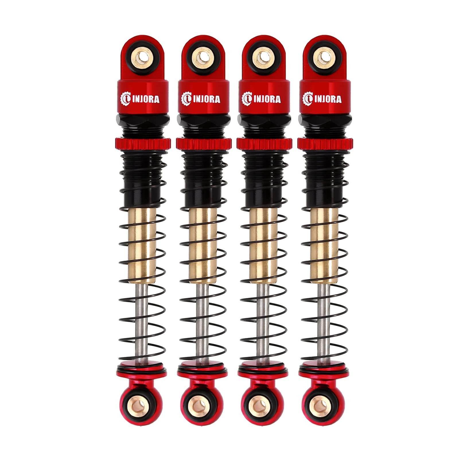 INJORA 43mm Aluminum Threaded Shocks Absorber Damper for 1/24 SCX24 (Red) Red