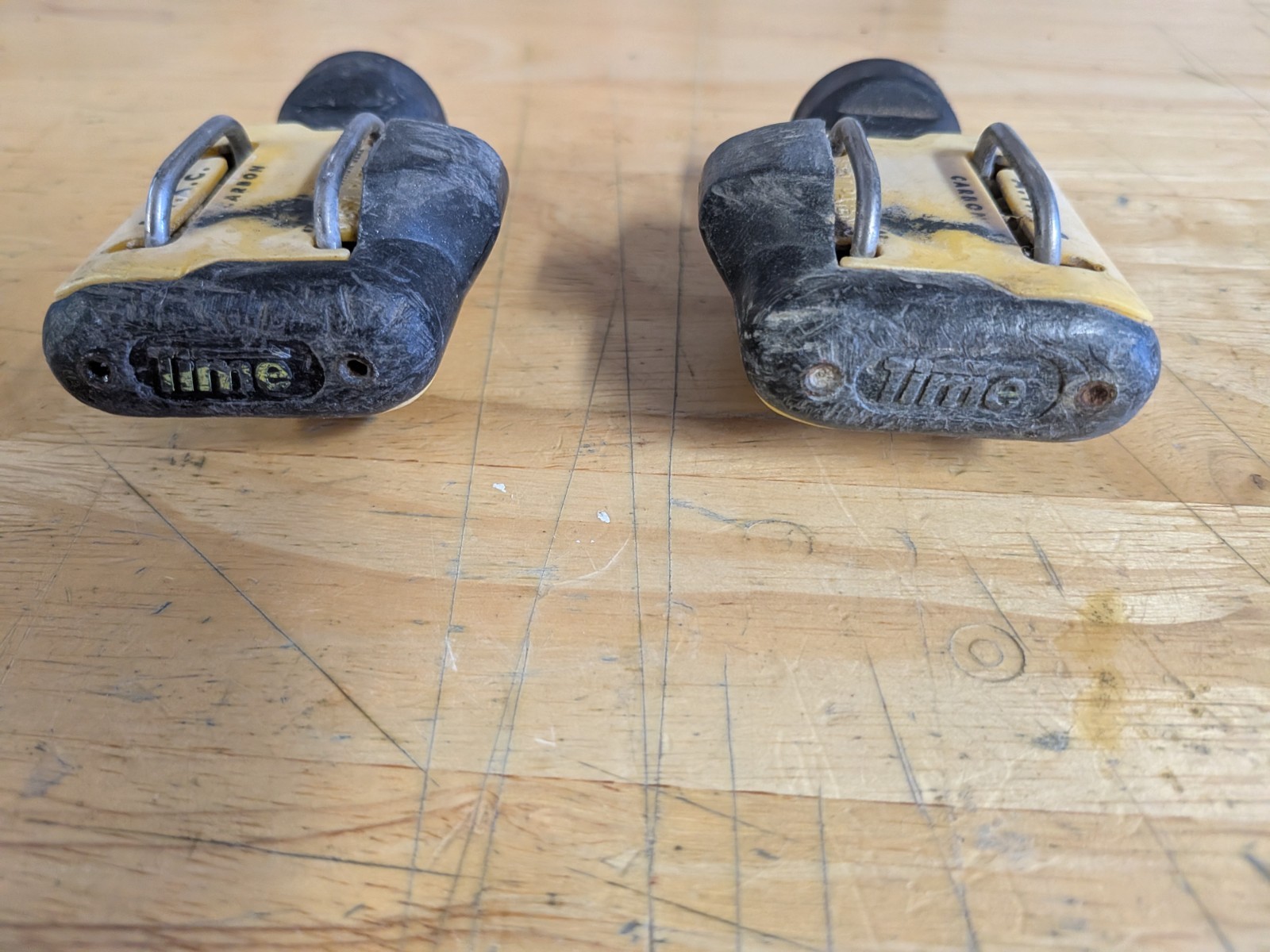 Vintage Time ATAC Clipless Pedals Yellow 9/16 In MTB Mountain Bike 90s ATB