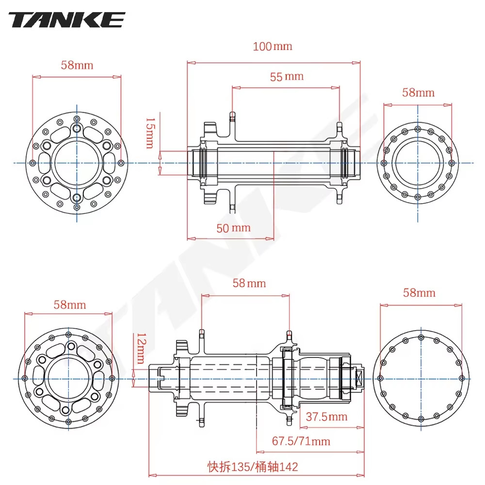 120 Click Hub 6 Bearing MTB Mountain Bike Hub Front Rear 28 32 36 Holes QR Thru-
