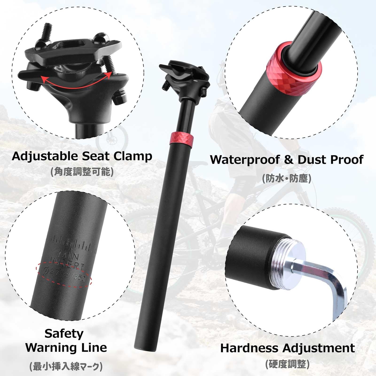 Bike Suspension Seatpost Shock Absorber Damper Post 27.2 28.6 30.4 30.9 31.6 …