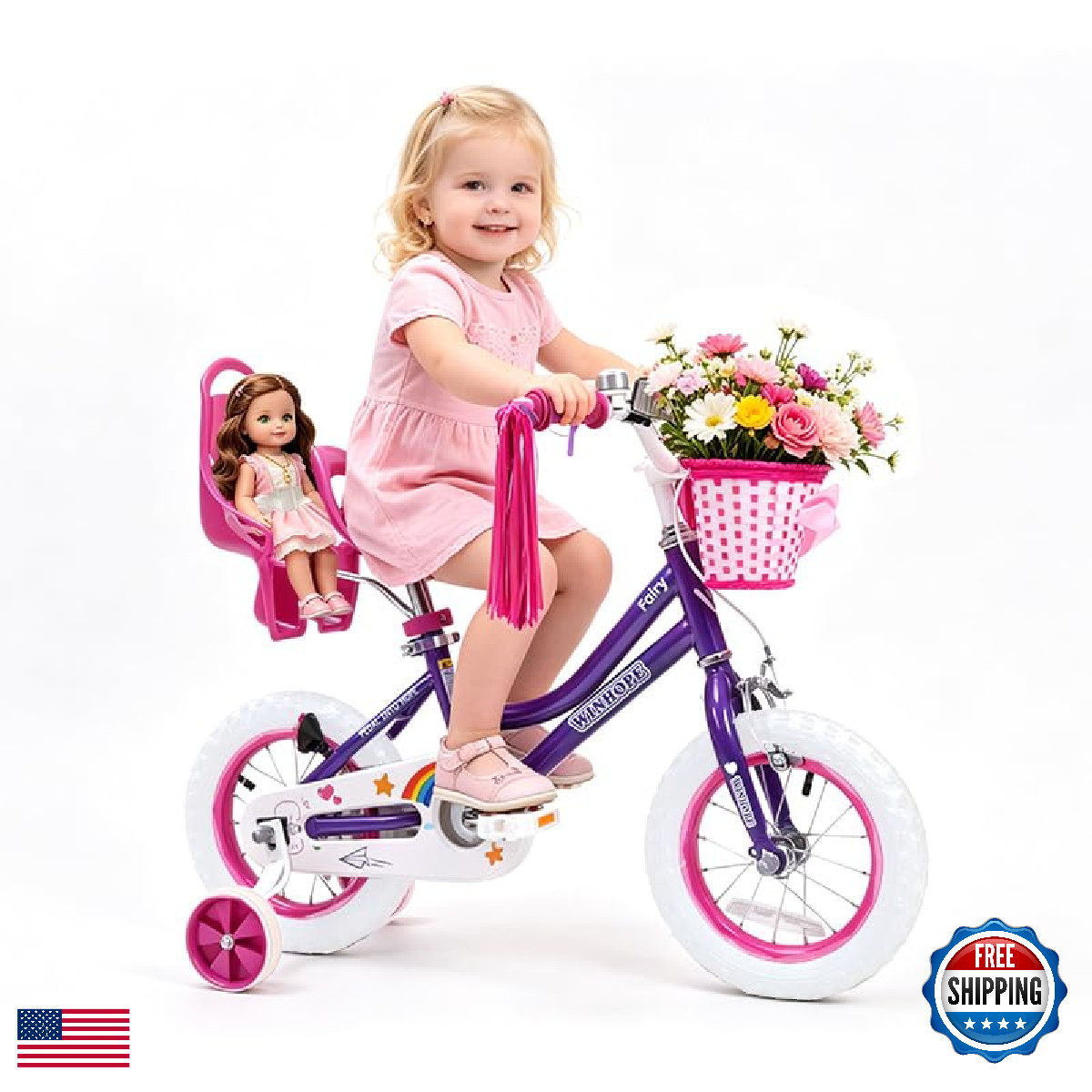Winhope Girls Bike 12 14 16 18 20 Inch Kids Bike For 2-12 Years Old Childrens