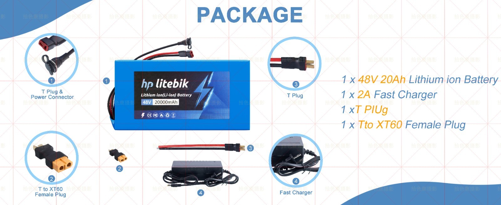 48V 8Ah 10Ah 14Ah 20Ah Lithium Batetry for 20W-1200W Electric Bike Ebike Scooter