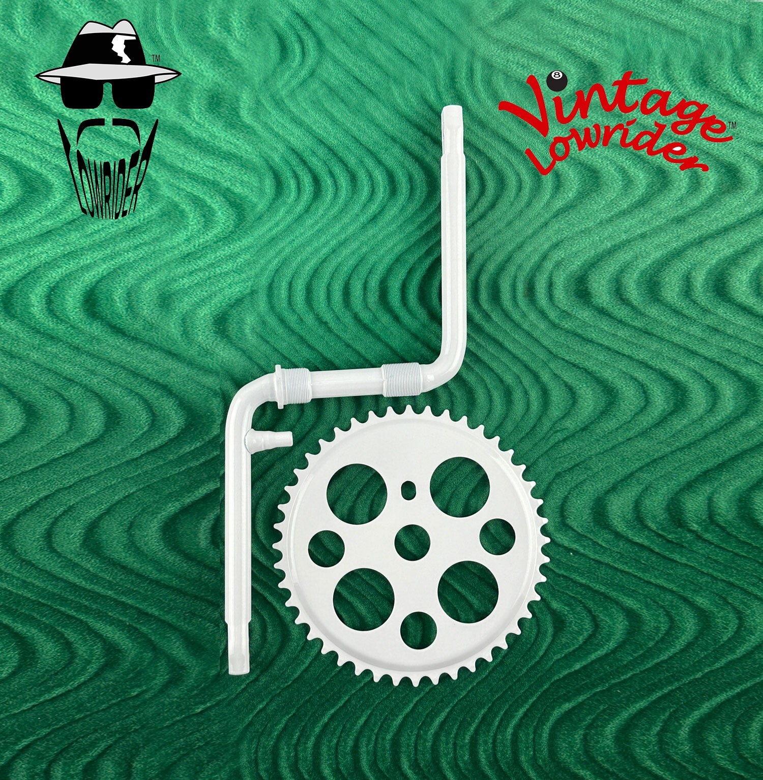 VINTAGE LOWRIDER 6 1/2″ 1 PIECE HEAVY-DUTY STEEL CRANK W/ WHITE 44T CHAINRING.