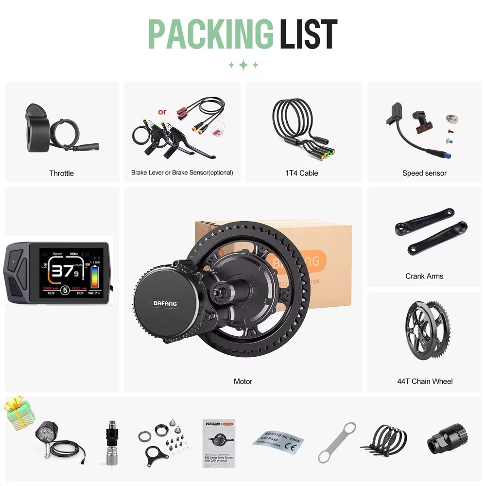 48V750W BAFANG Mid Drive Motor Kit BBS02B 68-73mm Electric Bike Conversion Kit