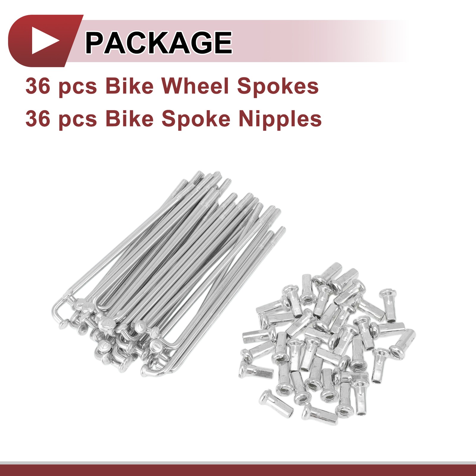 36 Set 12G Bicycle Spokes 78mm Bike Wheel Spokes 45 Steel Galvanized Silver Tone