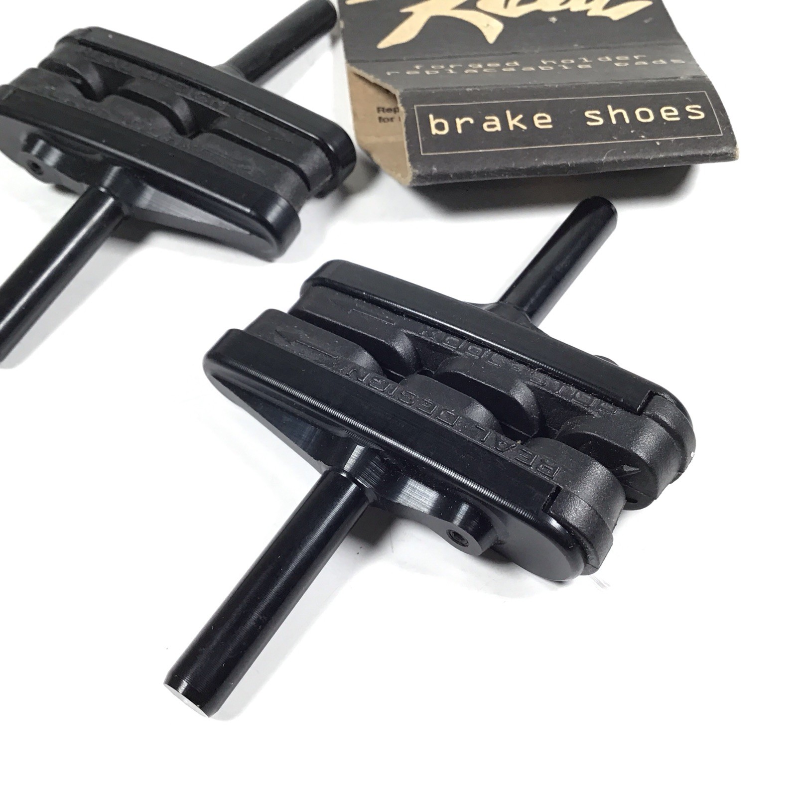Real Design Cantilever Brake Shoes Pads Black Alloy Machined NOS Vinatge MTB BMX