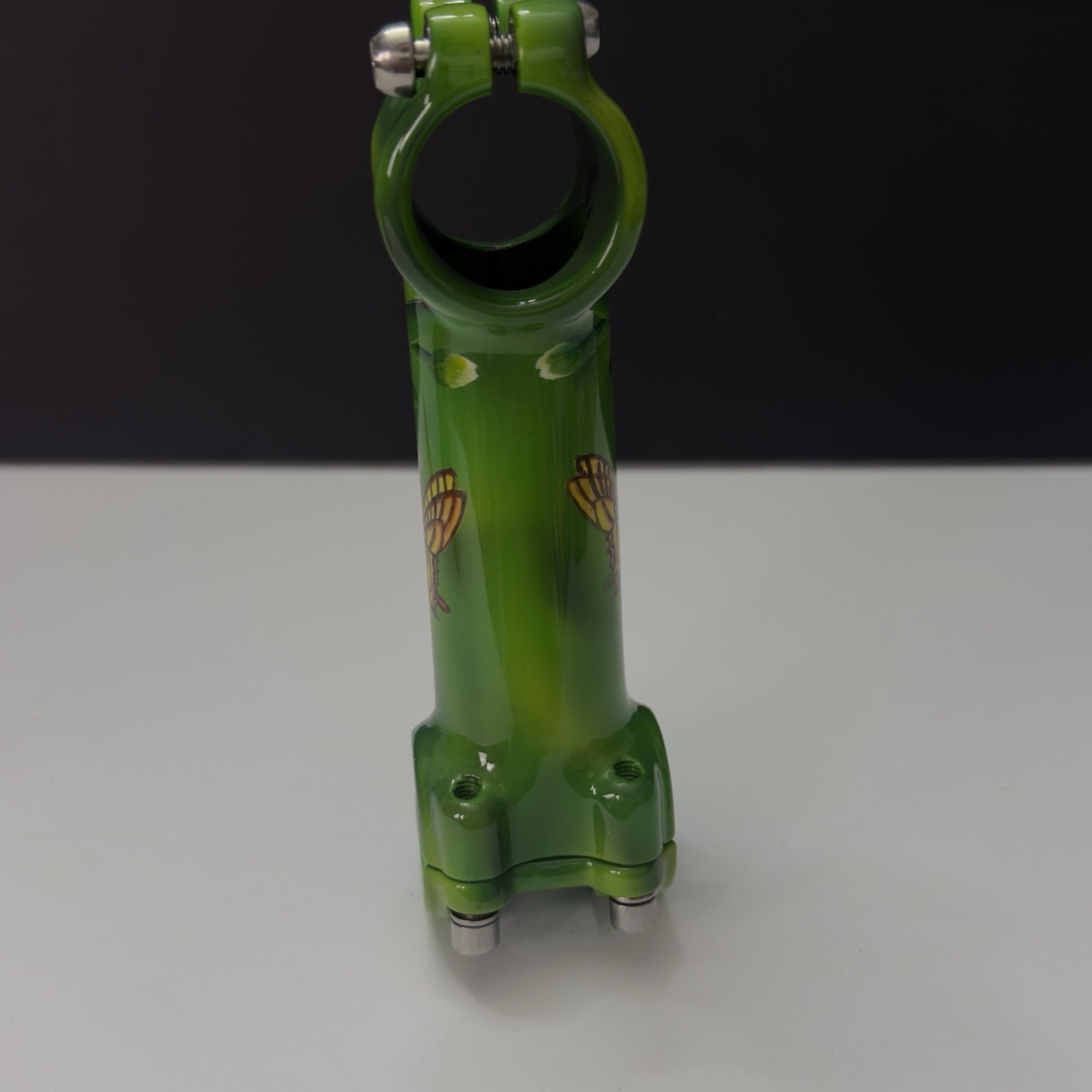 Vintage ITM Forged Lite Luxe stem 110mm Green Hand Painted Butterfly Gilt Wood B