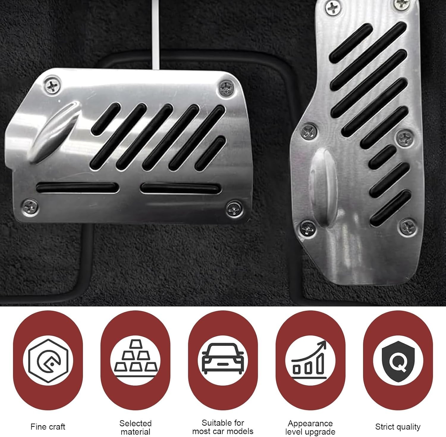 Car Pedal Pads Alloy Anti-slip Brake Accelerator Covers Set for Most Cars SUVs
