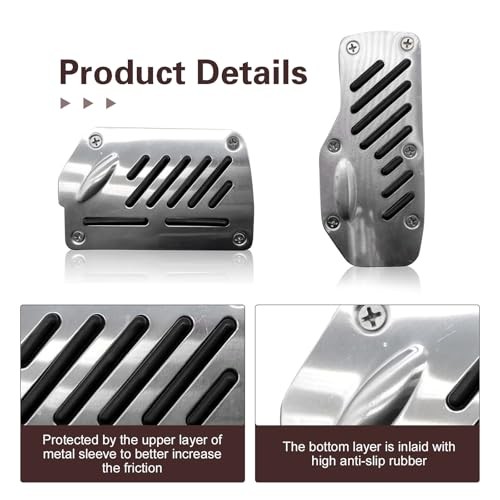 Car Pedal Covers, Anti-slip Brake & Accelerator Pad, Alloy Anti 2 PCS Black