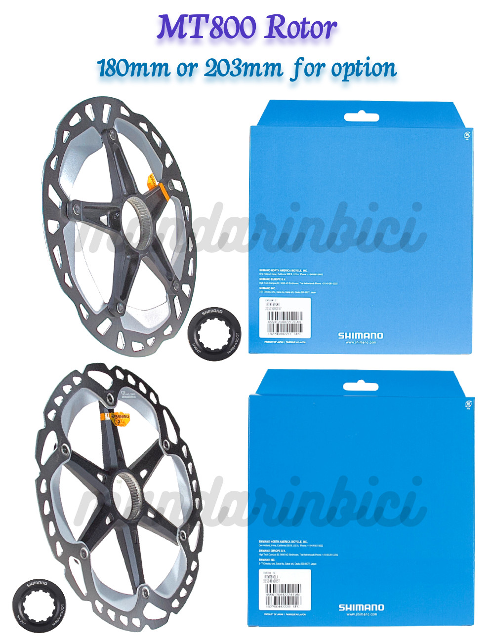 (180mm or 203mm) Shimano XT RT-MT800 Disc Brake Rotor Center with lock ring 1pc