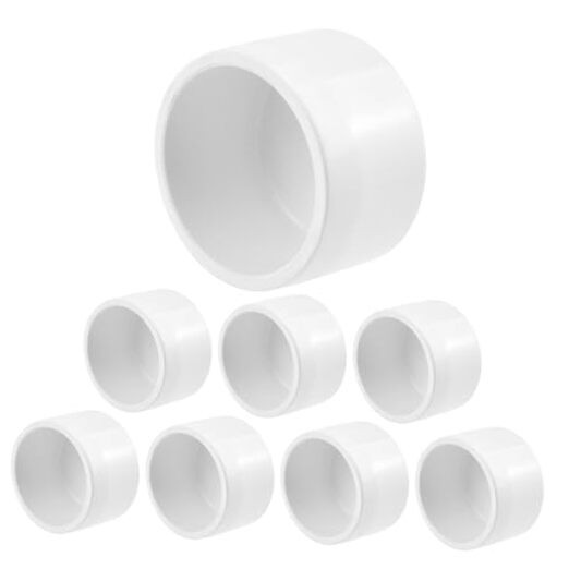 8-Pack PVC External End Caps Furniture Grade Pipe Plug Socket Fitting 1 Inch
