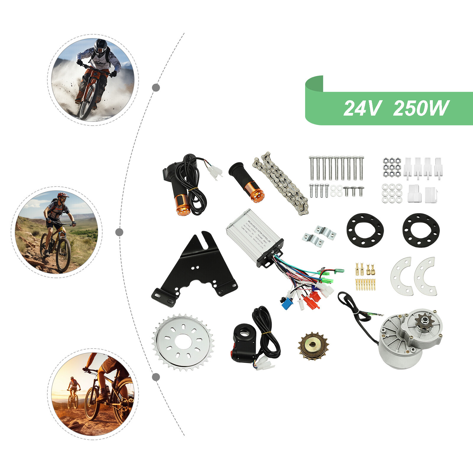 MY1016Z3 250W 24V Brushless E-Bike Conversion Kit for Spoke Wheel Bike