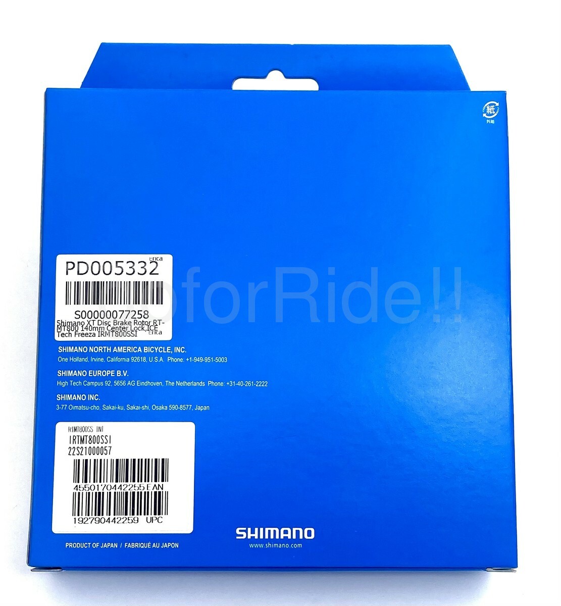 Shimano XT Ice-Tech RT-MT800 Center Lock Bike Disc Brake Rotor 140mm IRTMT800SSI