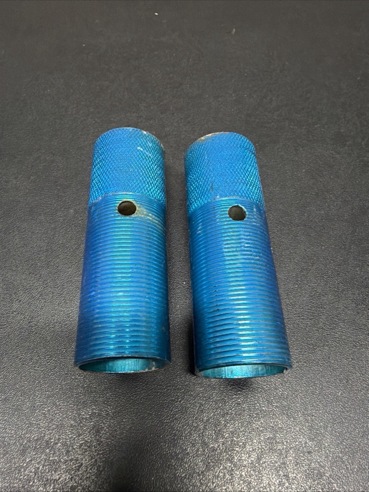 TWO VTG BMX Screw On Axle Pegs • Wheelie Pegs 3/8-14mm Blue Vintage Y2K Street