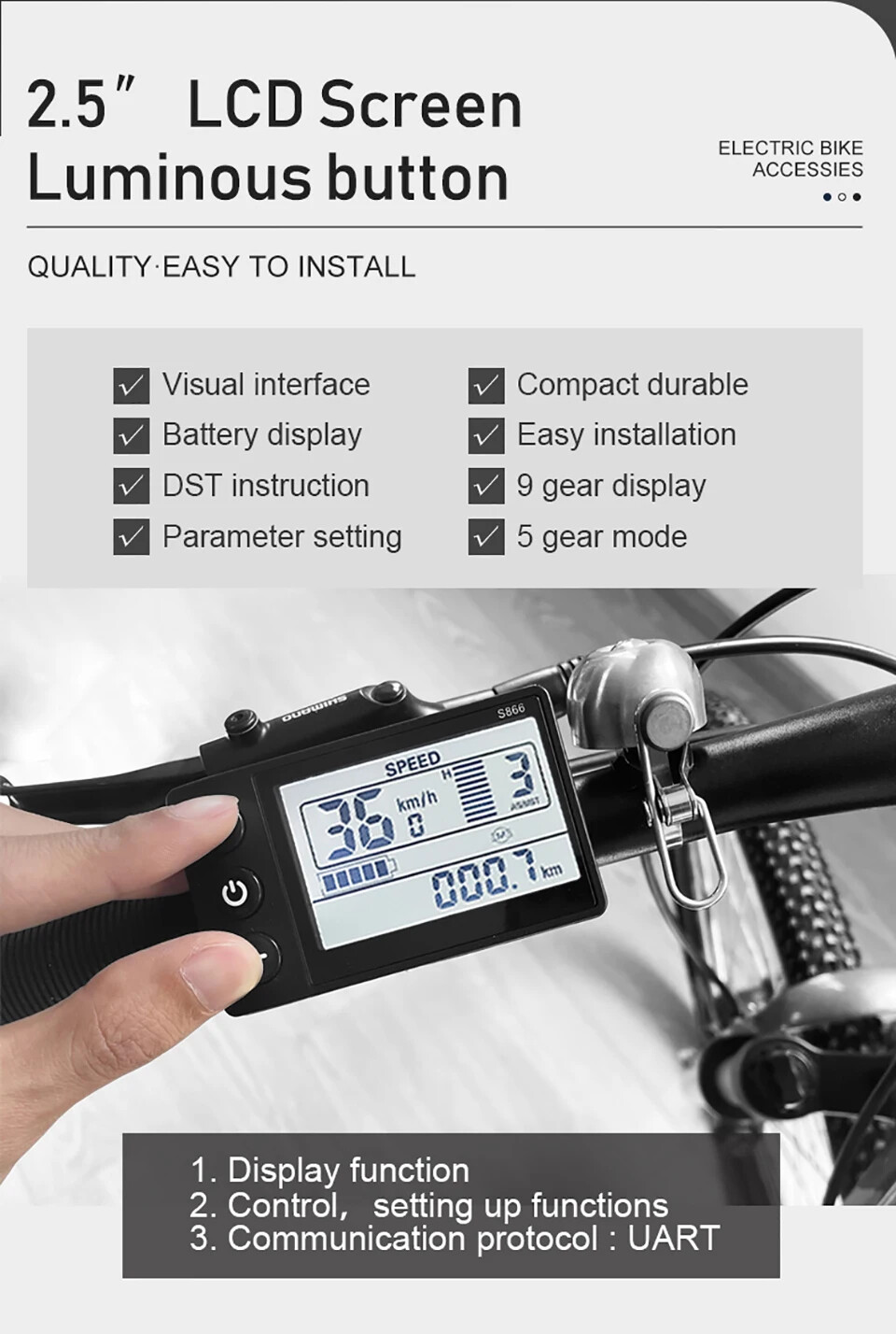 E-bike Sine Wave 15-35A Controller with LCD DIsplay For Hub Motor 250W-1500W