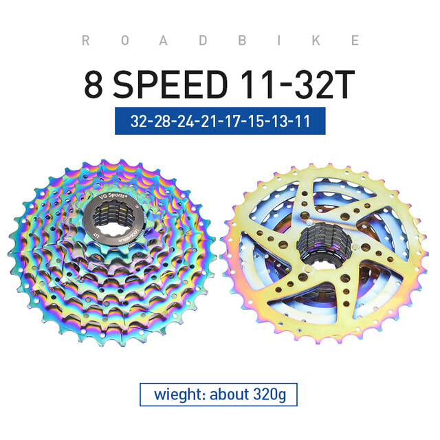 VG Sports Road Bike Cassette 8 9 10 11 Speed 11-/25T/28T Sprocket Rainbow