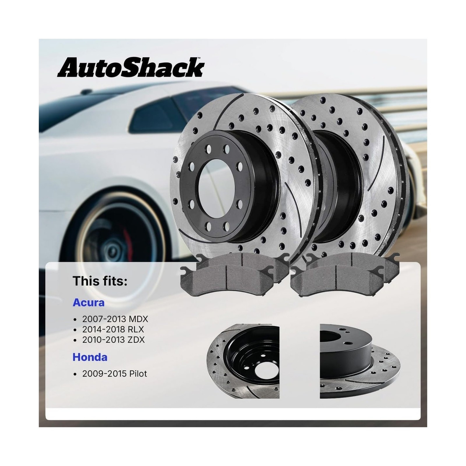 Front Brake Rotors w/ Ceramic Pads – For Honda Pilot 2009-2015