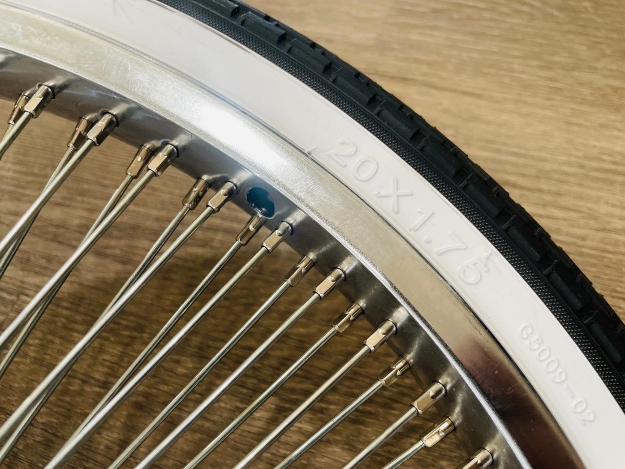 20″ Lowrider Logo Bicycle Dayton Chrome Wheels & White Walls 140 Spoke Wheel Set