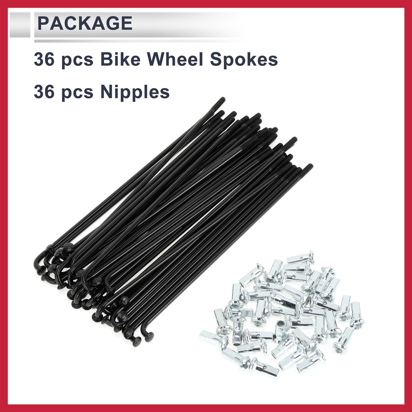 1Set 12G 119mm Length Bicycle Spokes Nipple Carbon Steel Black Universal