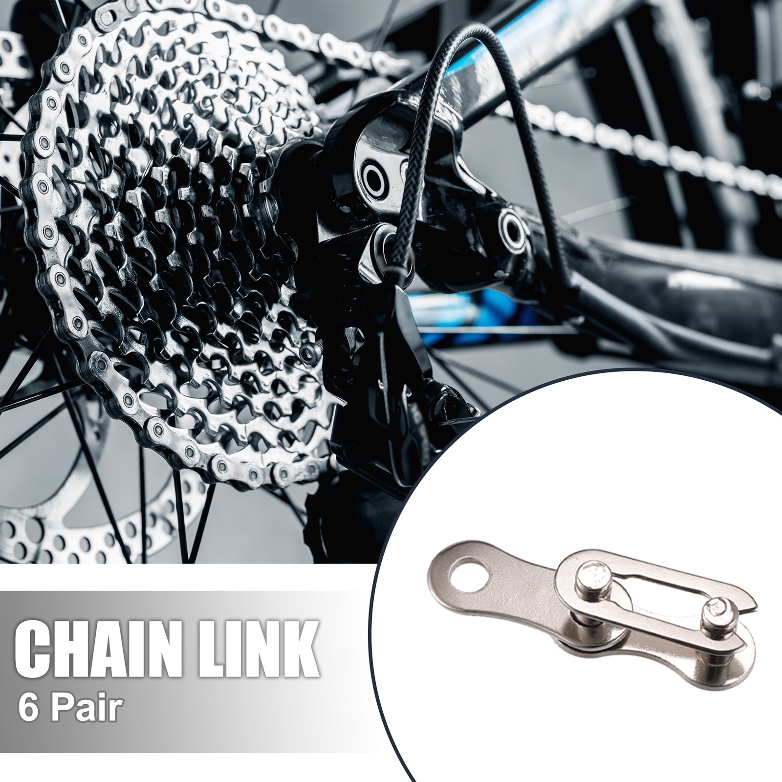 6 Pair Single Speed Silver Tone Chain Master Link Connectors for Bike Bicycle