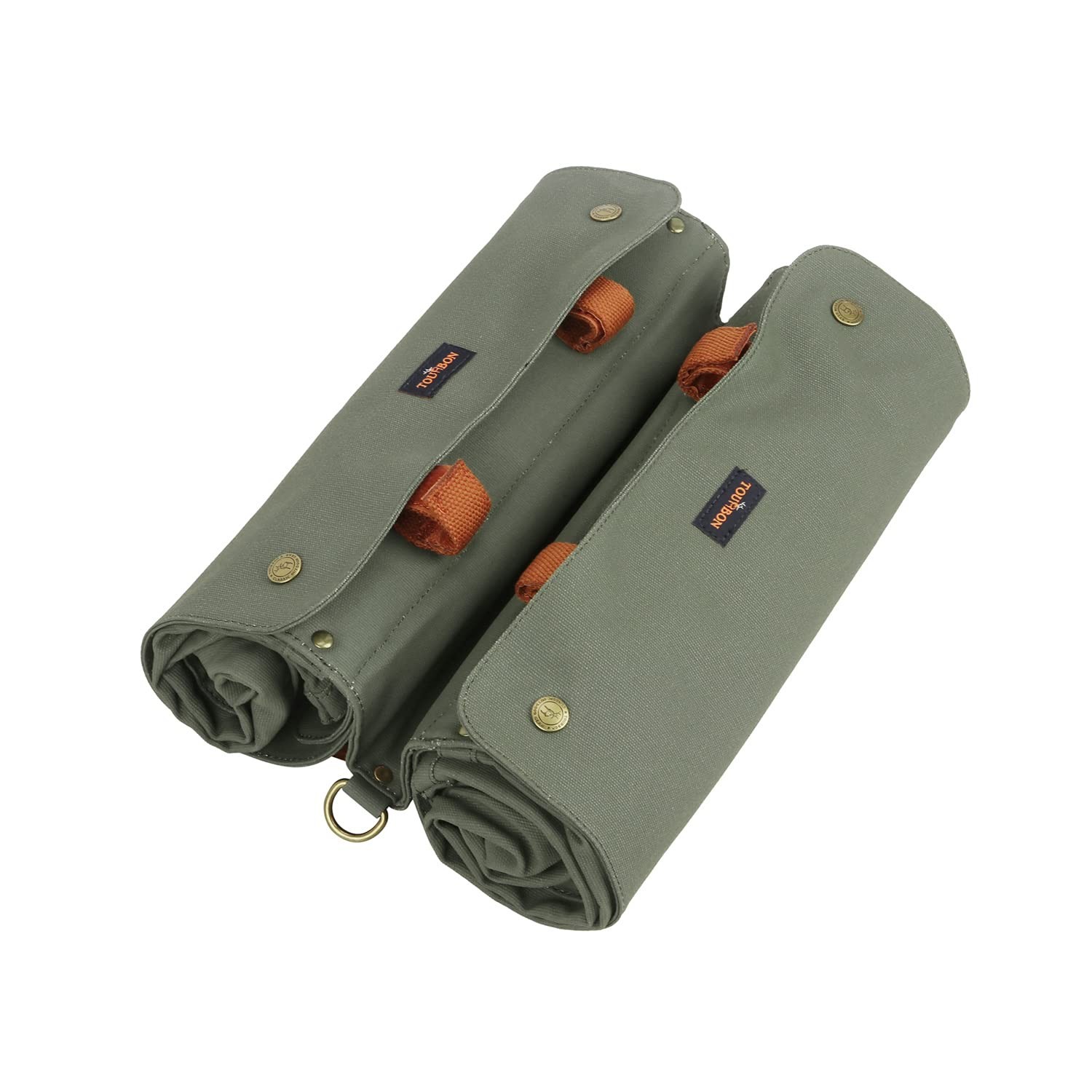 TOURBON Canvas Bike Bags Rear Rack Roll-up Bicycle Panniers Waterproof Green