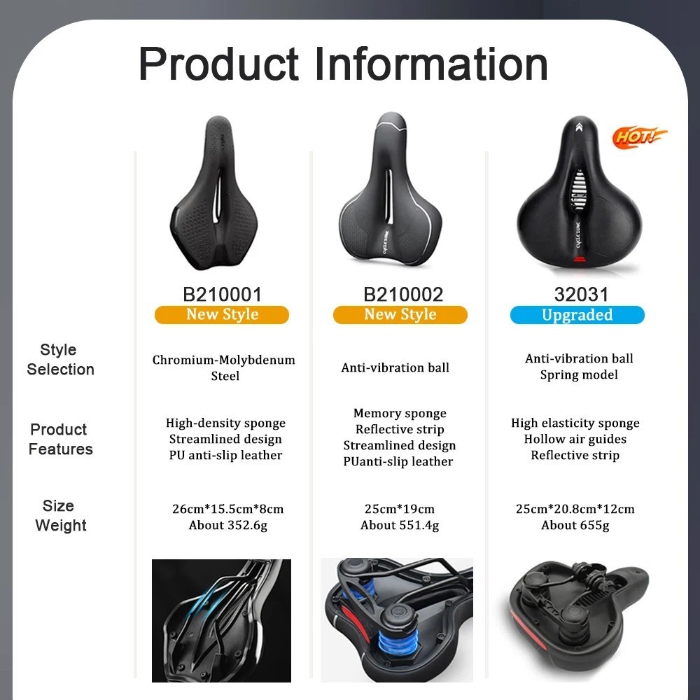 Breathable Bicycle Saddle Men Women MTB Road Bike Saddle Shock Absorbing Comfort
