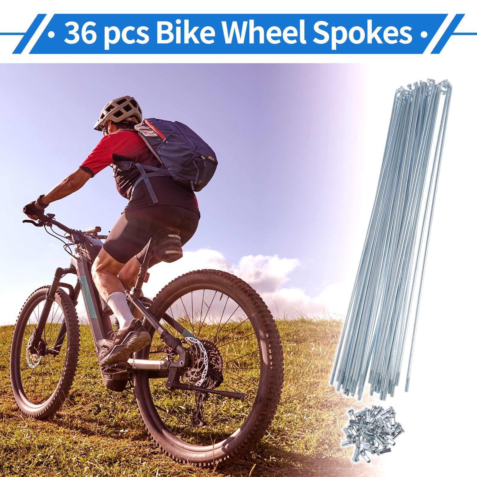 1 Set 12G 278mm Length Bicycle Spokes Nipple Carbon Steel Galvanized Universal