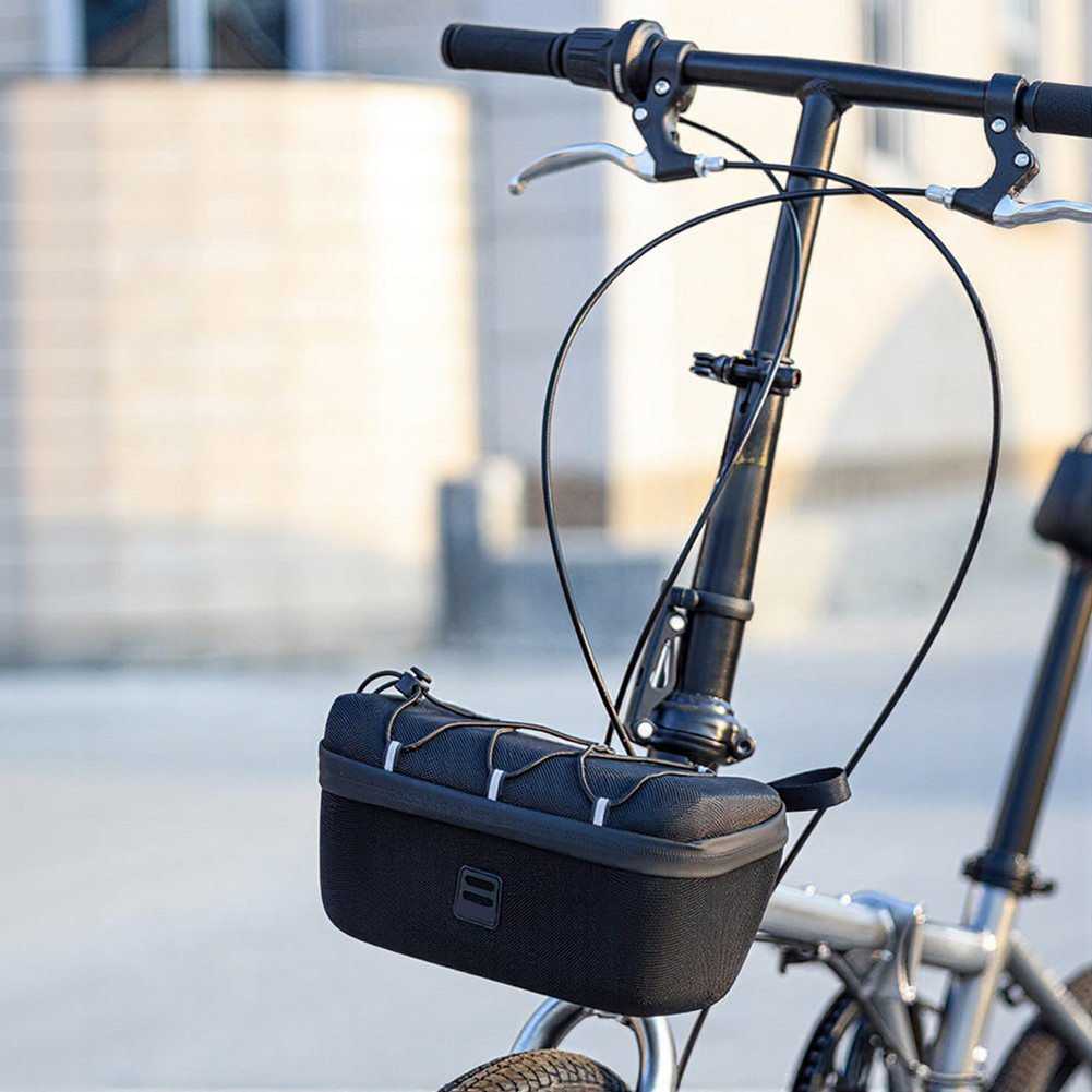 Black Folding Bike Handlebar Bag EVA Hard Shell Front 27 cm x 14 cm x 14 cm