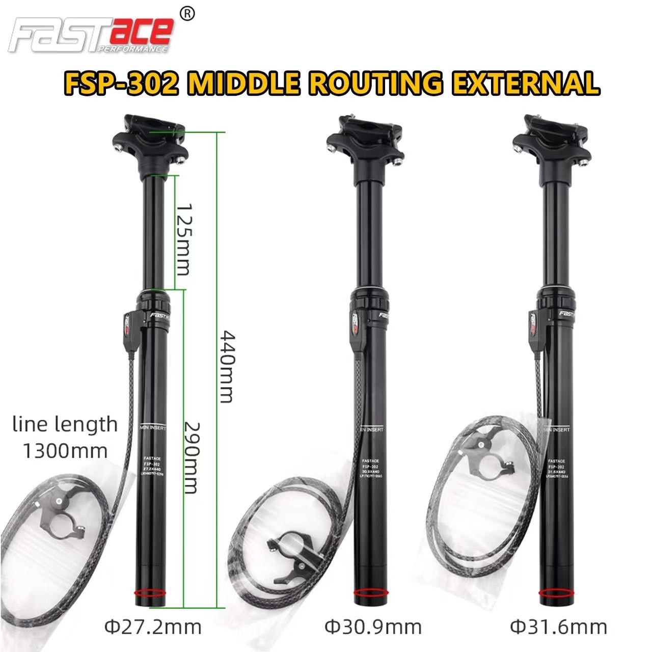 Dropper Seatpost MTB 125mm Travel 27.2/30.9/31.6mm Internal External Cable Route