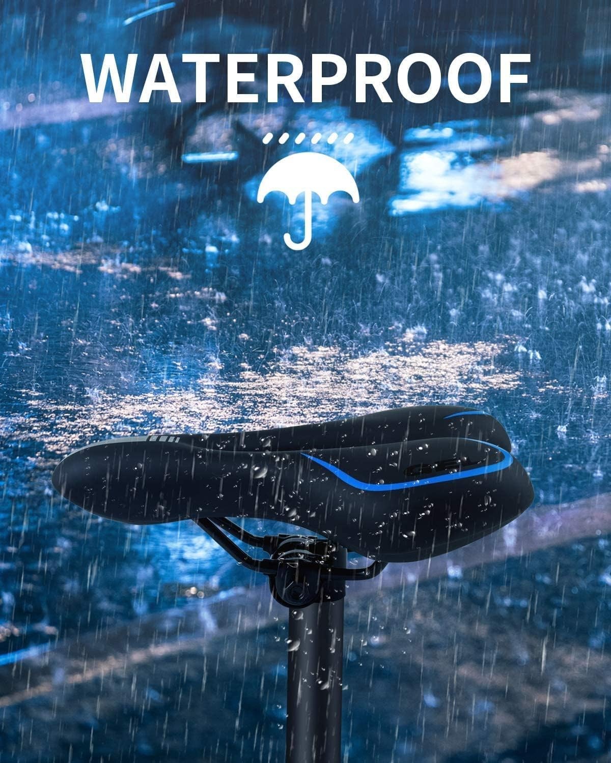 Mountain Bike Seat Bicycle Cushion Gel Pad Comfort Men Women Saddle Blue
