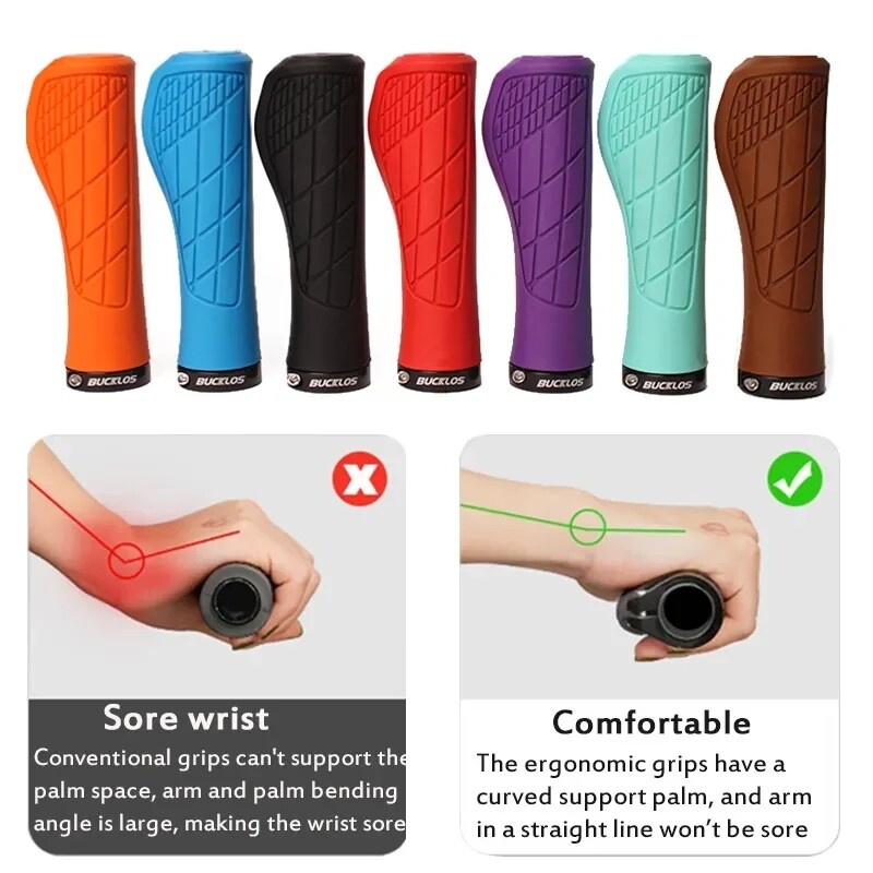 BUCKLOS Handlebar Grip MTB Lock on Silicone Shock Absorption Bike Grips Fit ODI