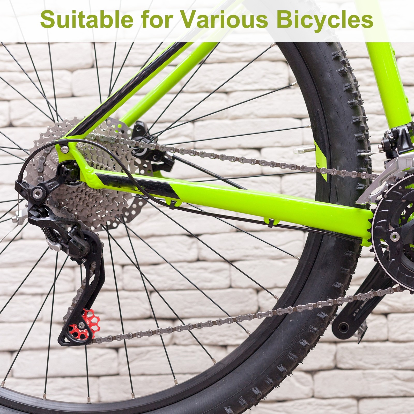 1 Set Bicycle Rear Derailleur Pulley 10T Ceramic Bearing Wheel, Black