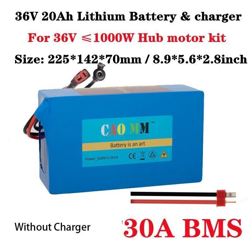 Lithium li-ion Ebike Battery 36V 20Ah Pack for 250W 350W 500W 750W 1000W Bicycle