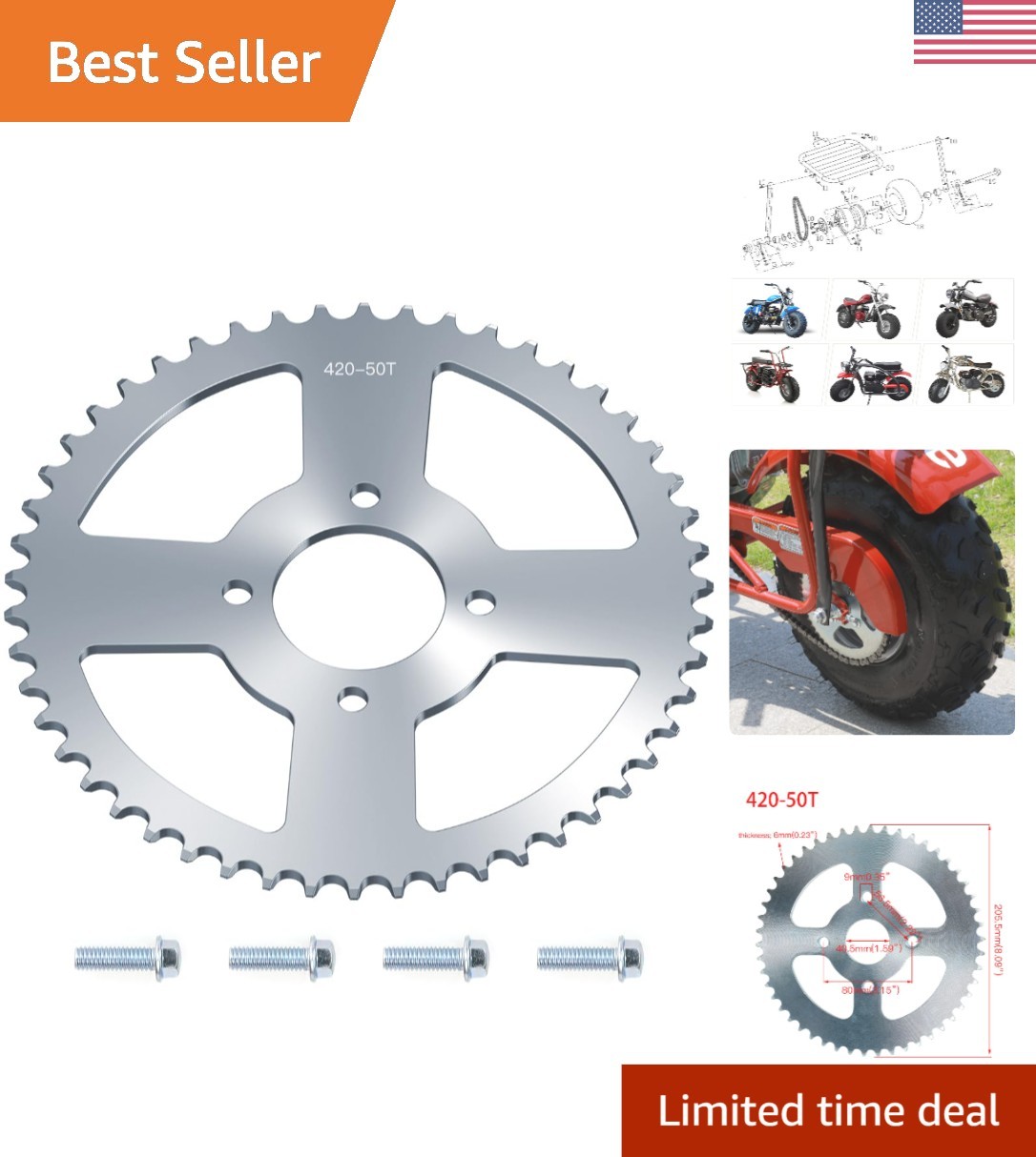 50 Tooth Sprocket 420 Chain for Coleman Mini Bikes – Enhanced Performance Part
