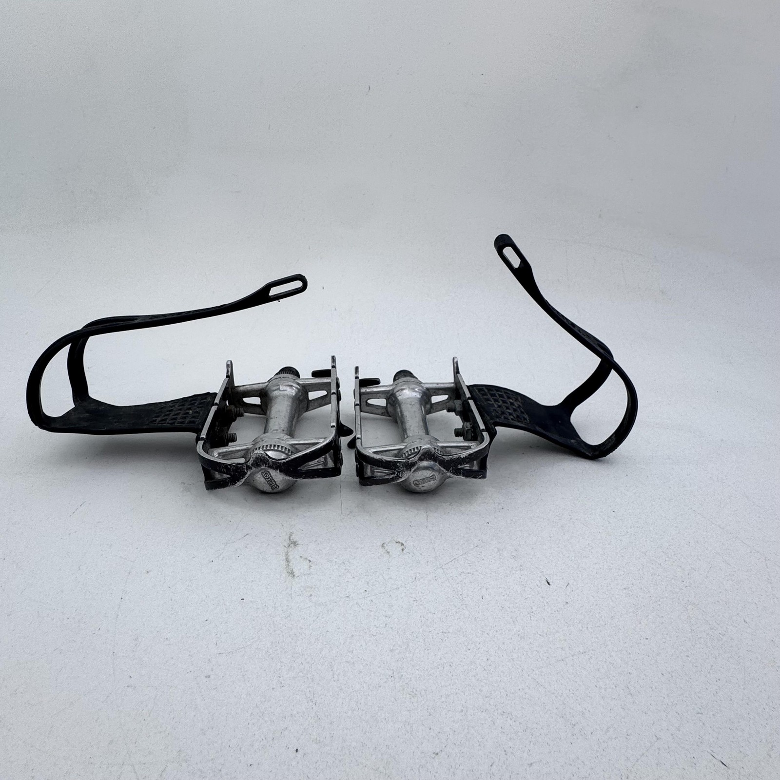 Vintage MKS Sylvan SY-1 Bike Pedals Christophe 9/16 in Toe Clips Black A68