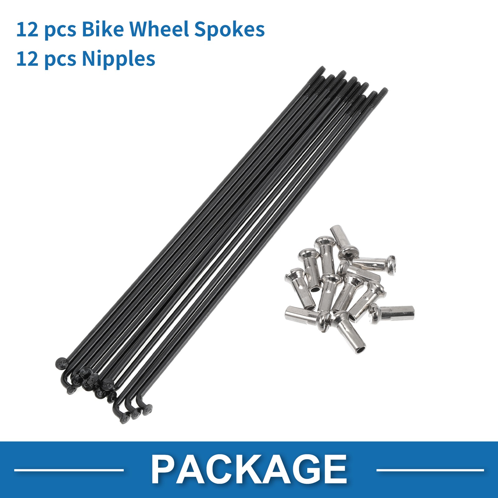 1 Set 14G 130mm Length Bicycle Spokes Nipple 304 Stainless Steel Black Universal