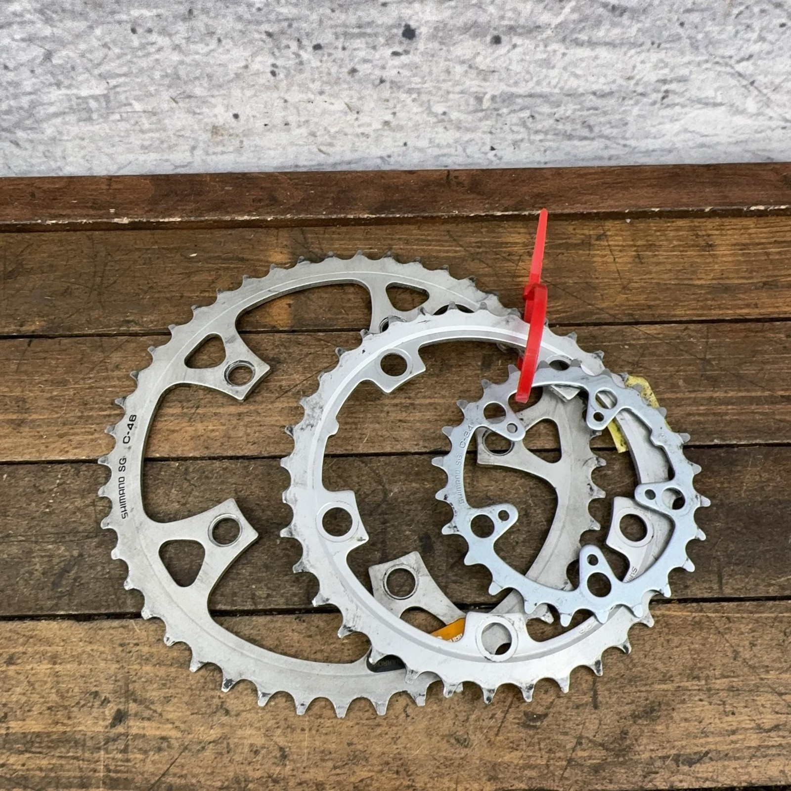 Vintage Shimano 46T, 36T, 24T Chainring Set 110/74 BCD 5-Arm Silver SG MTB